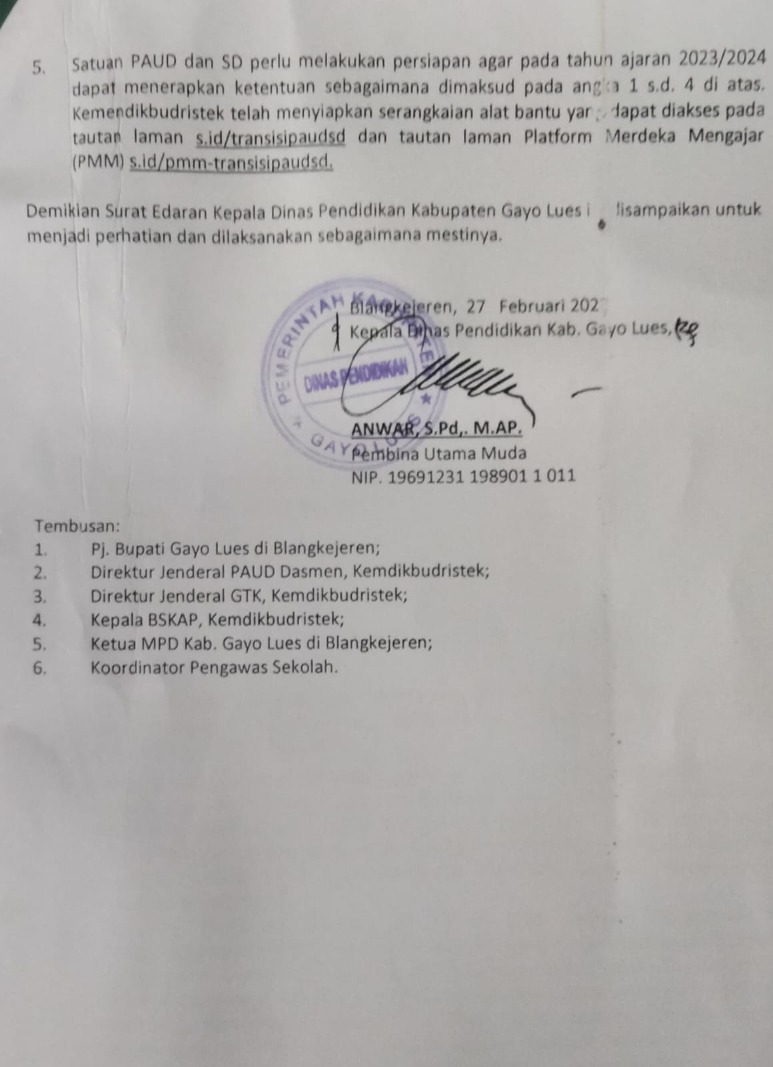 Lembaga PAUD Sekolah Dasar